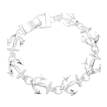 Load image into Gallery viewer, Silver Nautical Anchor Link Magnetic Bracelet
