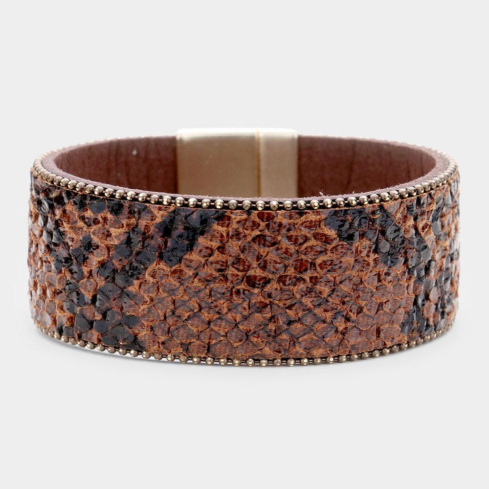 Gold Reptile Faux Leather Magnetic Bracelet