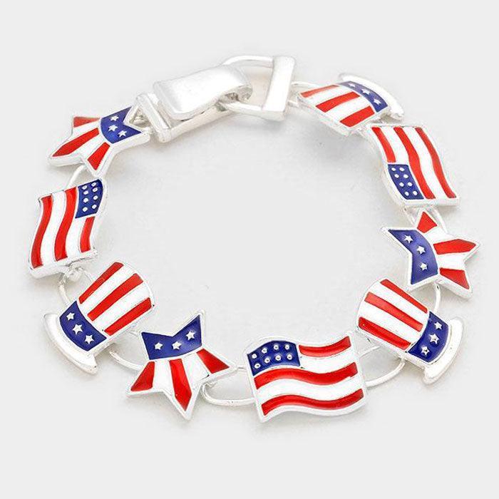 White USA Flag Themed Magnetic Bracelet - Jewelry Store by Erik Rayo
