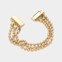 Load image into Gallery viewer, Gold 3Rows Metal Ball Magnetic Bracelet
