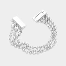 Load image into Gallery viewer, Silver 3Rows Metal Ball Magnetic Bracelet
