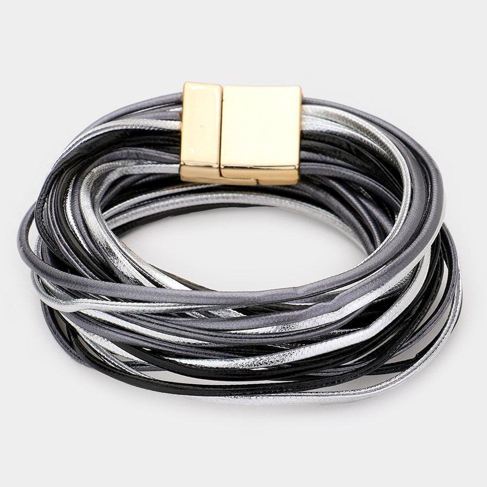 Black Faux Leather Wrap Bracelet - Jewelry Store by Erik Rayo