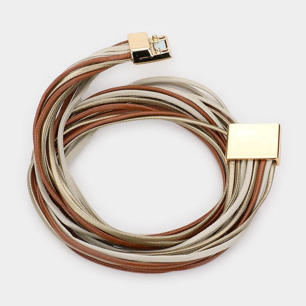 Brown Faux Leather Wrap Bracelet - Jewelry Store by Erik Rayo