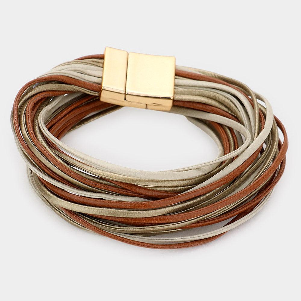 Brown Faux Leather Wrap Bracelet