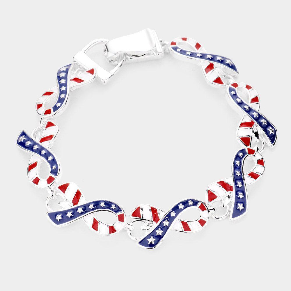 Enamel American USA Flag Link Magnetic Bracelet - Jewelry Store by Erik Rayo
