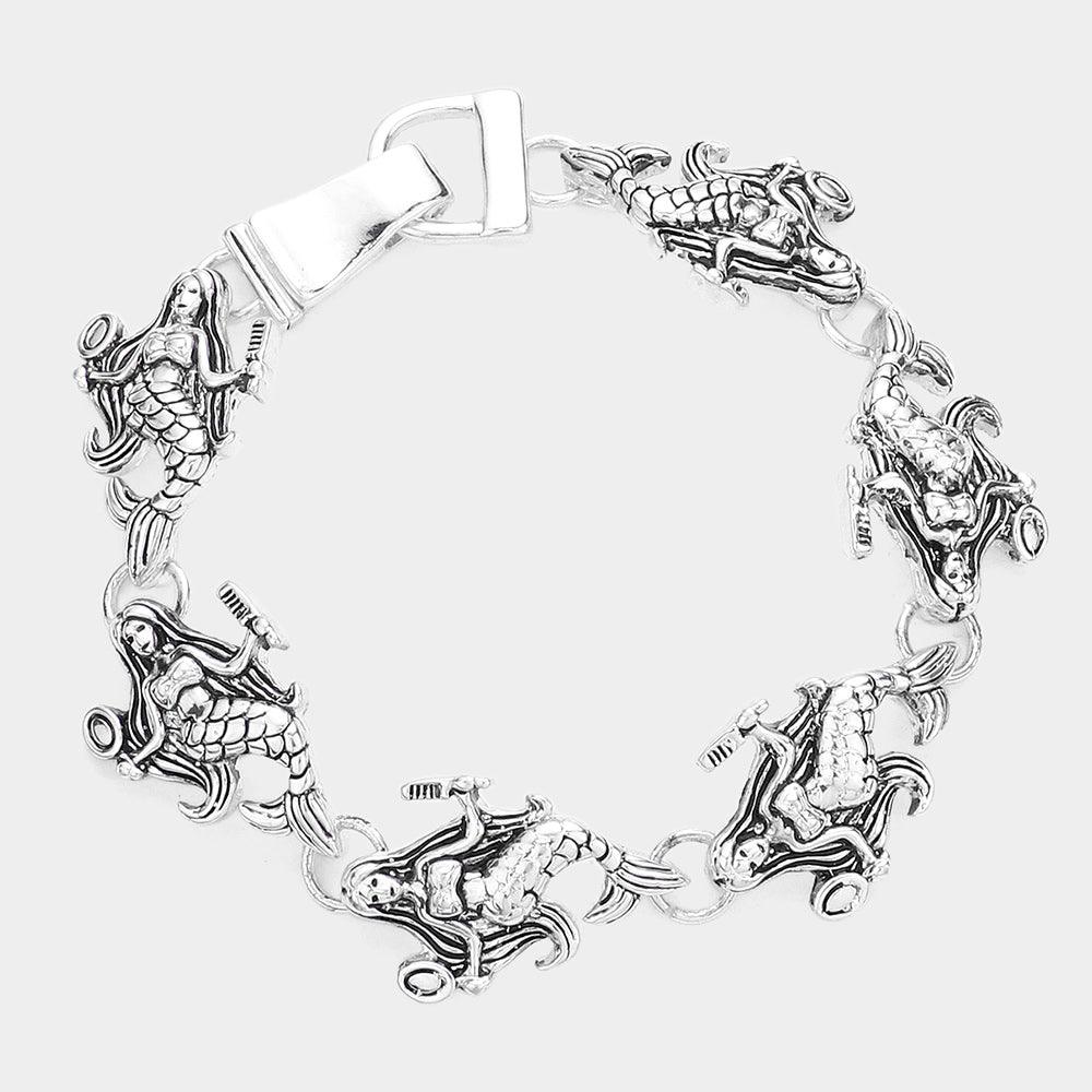 Silver Metal Mermaid Link Magnetic Bracelet