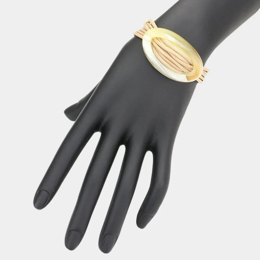 Yellow Celluloid hoop accented multi-tier cord bracelet - Jewelry Store by Erik Rayo