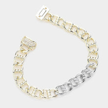 Load image into Gallery viewer, Gold 14K Gold Plated CZ Stone Paved Chain Magnetic Bracelet
