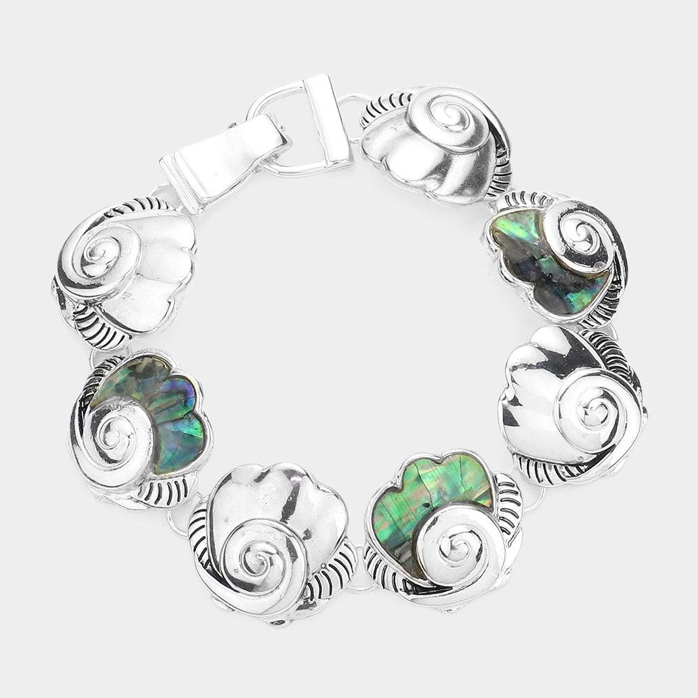 Silver Abalone Shell Linked Magnetic Bracelet