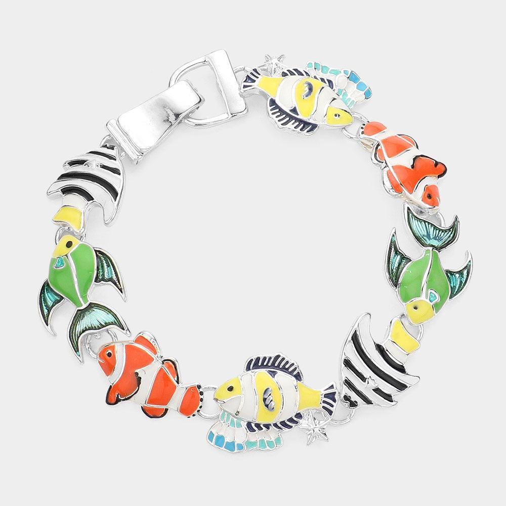 Enamel Tropical Fish Link Magnetic Bracelet - Jewelry Store by Erik Rayo