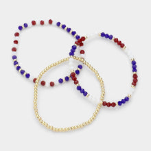 Load image into Gallery viewer, 3PCS - American USA Flag Colored Faceted Beaded Stretch Multi Layered Bracelets
