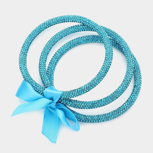 3PCS - Rhinestone Pave Bangle Layered Bracelets - Jewelry Store by Erik Rayo