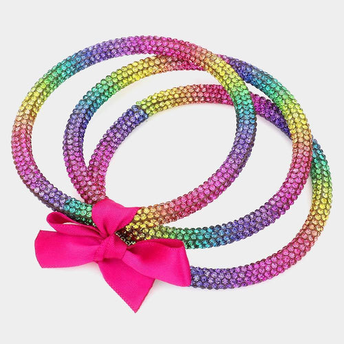 3PCS - Rhinestone Pave Bangle Layered Bracelets - Jewelry Store by Erik Rayo