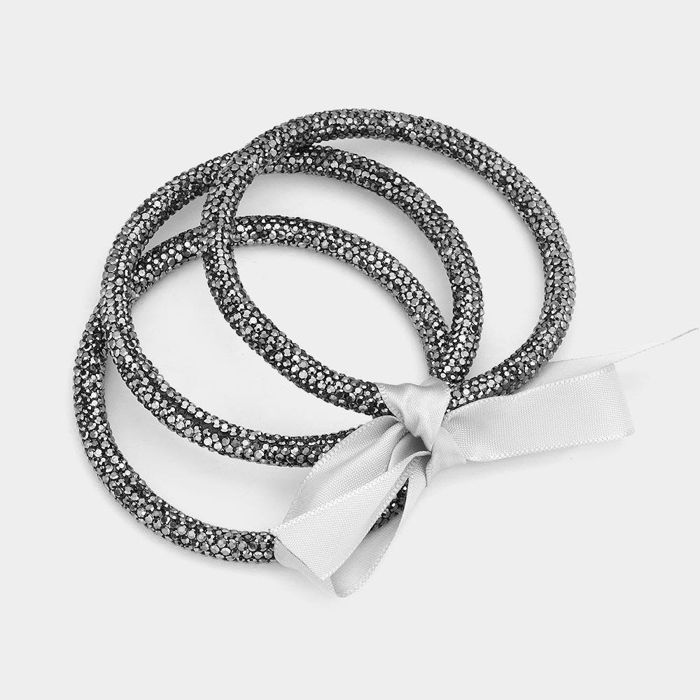 3PCS - Rhinestone Pave Bangle Layered Bracelets - Jewelry Store by Erik Rayo