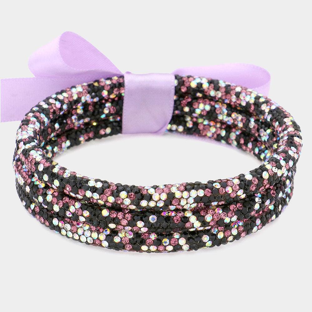 Amethyst 3PCS - Rhinestone Pave Bangle Layered Bracelets