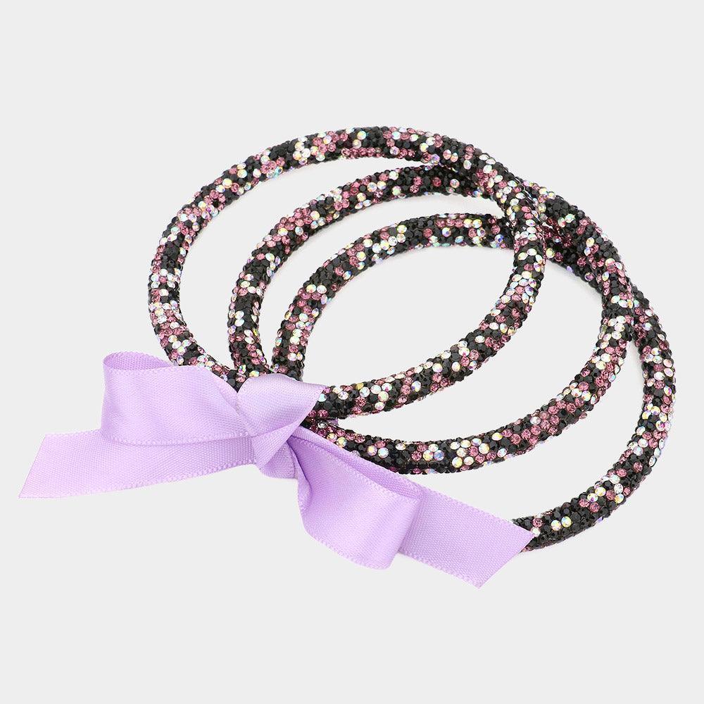 Amethyst 3PCS - Rhinestone Pave Bangle Layered Bracelets - Jewelry Store by Erik Rayo
