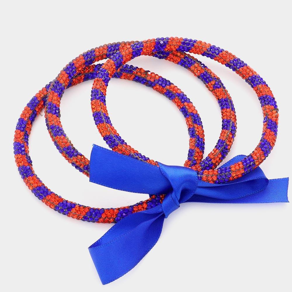 Blue 3PCS - Game Day Rhinestone Pave Bangle Layered Bracelets - Jewelry Store by Erik Rayo