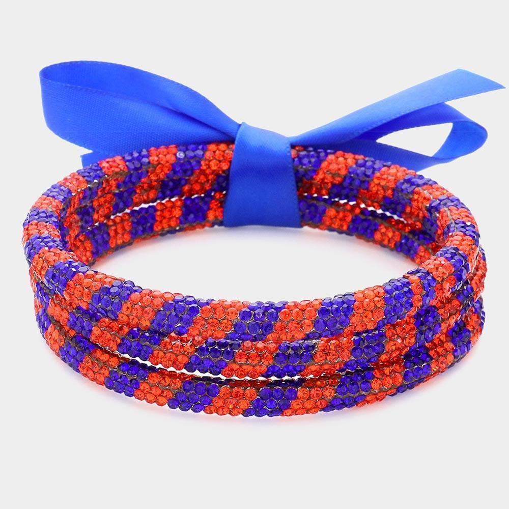 Blue 3PCS - Game Day Rhinestone Pave Bangle Layered Bracelets - Jewelry Store by Erik Rayo