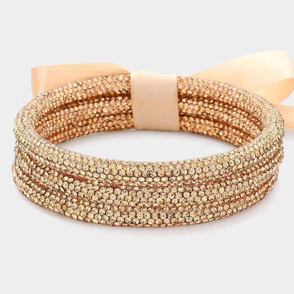 3PCS - Rhinestone Pave Bangle Layered Bracelets - Jewelry Store by Erik Rayo