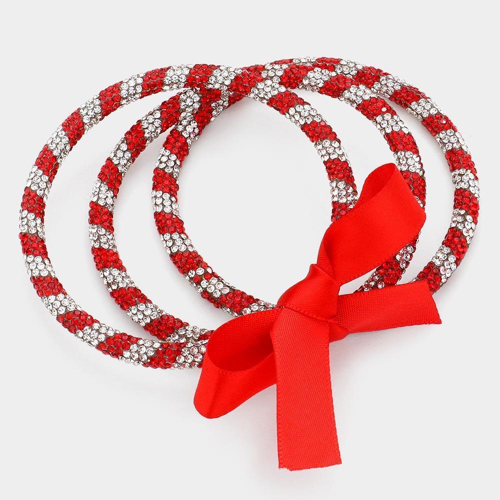 Red 3PCS - Rhinestone Pave Bangle Layered Bracelets - Jewelry Store by Erik Rayo