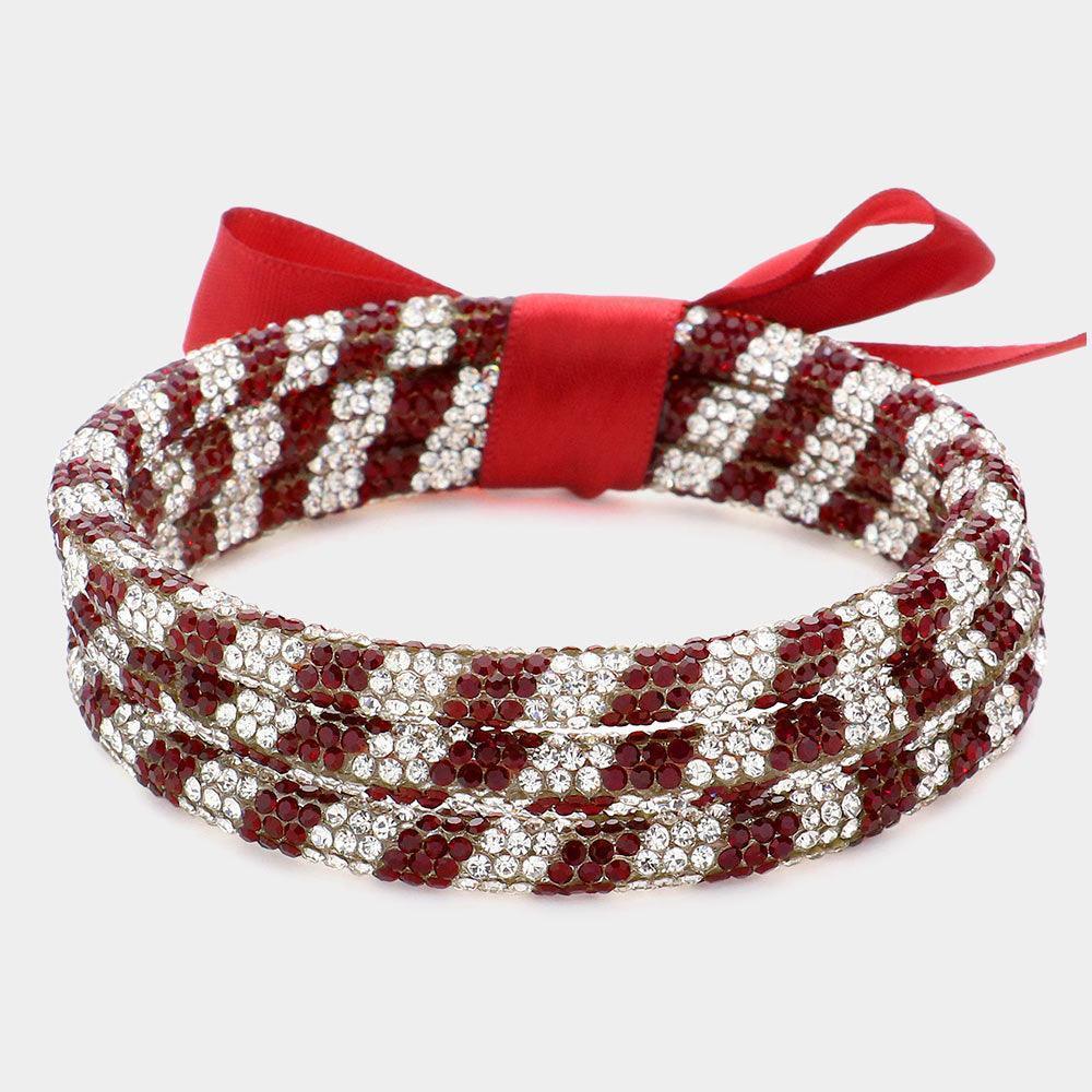 White 3PCS - Game Day Rhinestone Pave Bangle Layered Bracelets - Jewelry Store by Erik Rayo