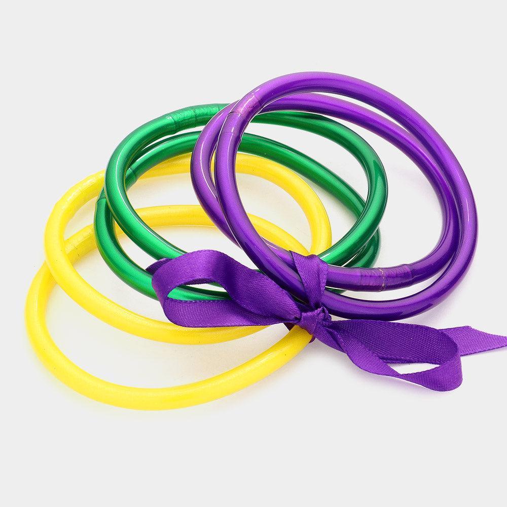 6PCS - Mardi Gras Glitter Jelly Tube Bangle Bracelets - Jewelry Store by Erik Rayo