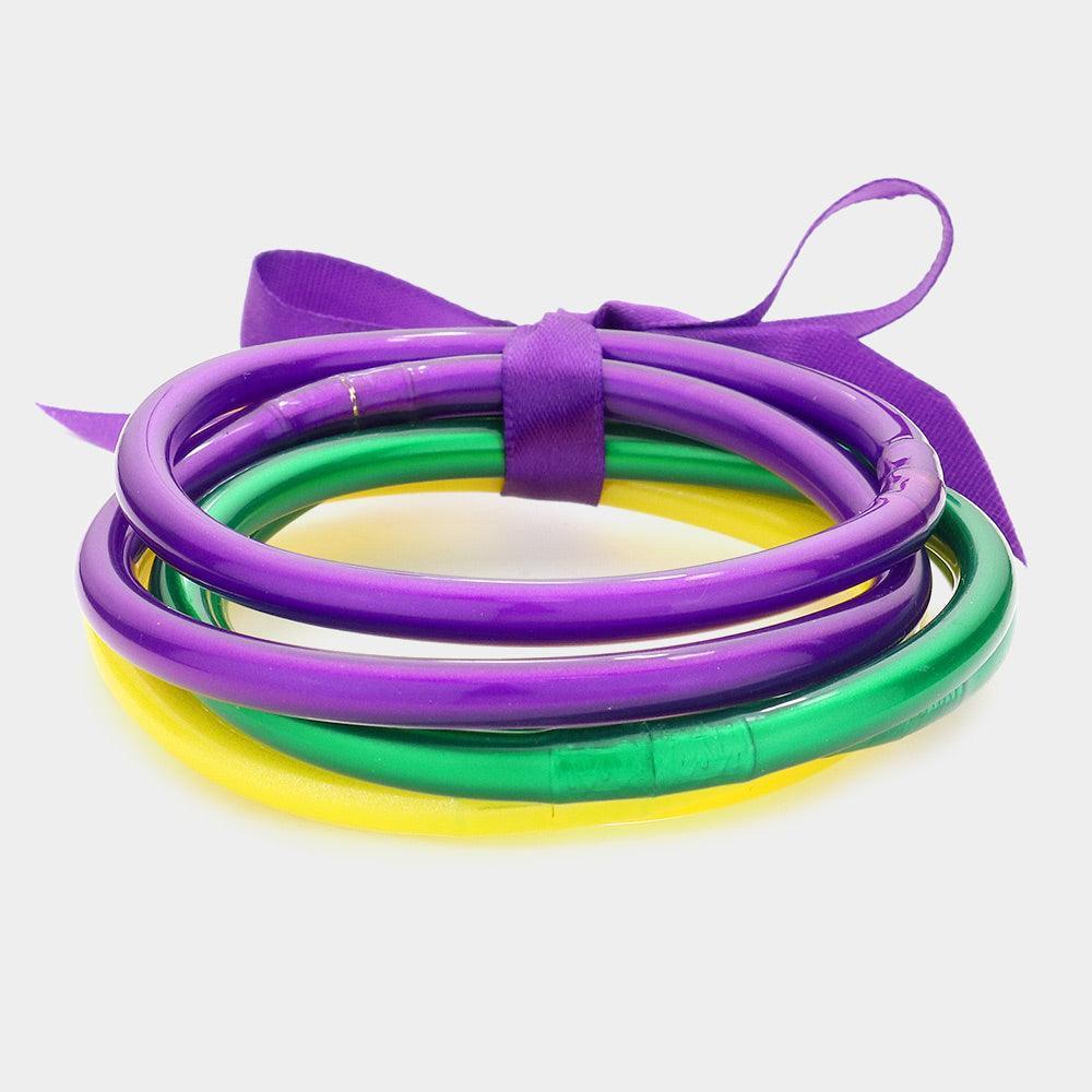 6PCS - Mardi Gras Glitter Jelly Tube Bangle Bracelets - Jewelry Store by Erik Rayo