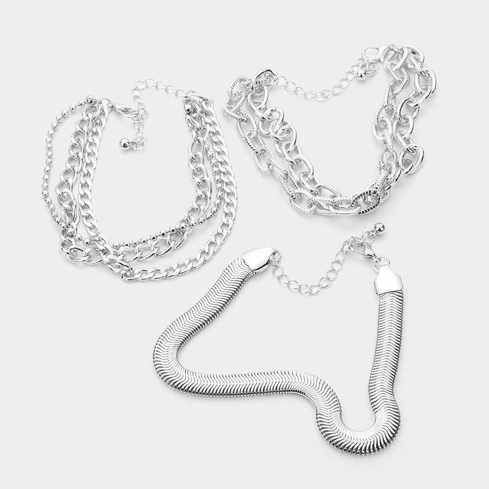 3PCS Multi Metal Chain Layered Bracelets - Jewelry Store by Erik Rayo