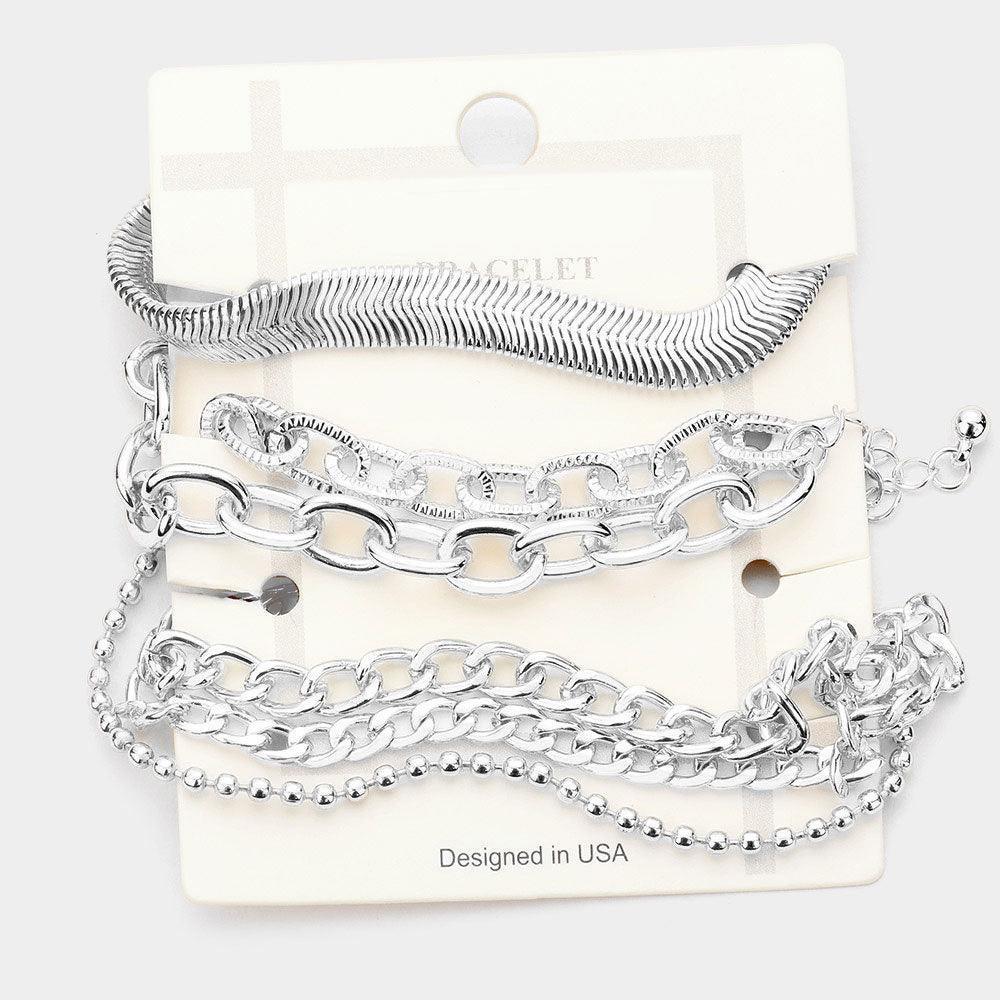 3PCS Multi Metal Chain Layered Bracelets - Jewelry Store by Erik Rayo