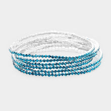 Load image into Gallery viewer, Silver 6PCS  Rhinestone Multi Layered Stretch Evening Bracelets
