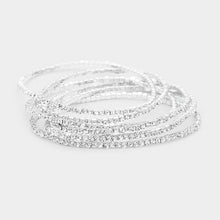 Load image into Gallery viewer, Clear 6PCS  Rhinestone Multi Layered Stretch Evening Bracelets
