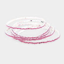 Load image into Gallery viewer, Pink 6PCS  Rhinestone Multi Layered Stretch Evening Bracelets
