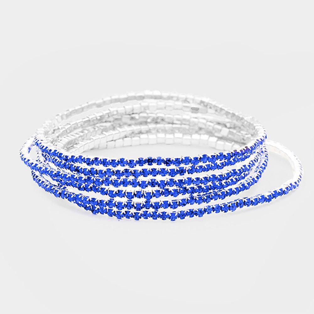 Silver 6PCS Rhinestone Multi Layered Stretch Evening Bracelets - Jewelry Store by Erik Rayo