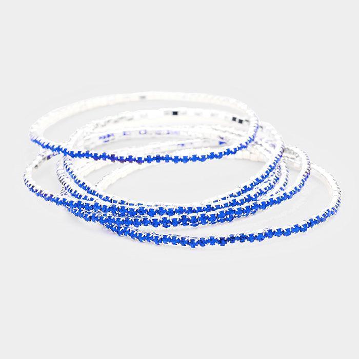 Silver 6PCS Rhinestone Multi Layered Stretch Evening Bracelets - Jewelry Store by Erik Rayo