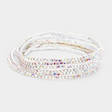 Load image into Gallery viewer, Silver 6PCS  Rhinestone Multi Layered Stretch Evening Bracelets
