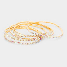 Load image into Gallery viewer, Gold 6PCS - Rhinestone Multi Layered Stretch Evening Bracelets
