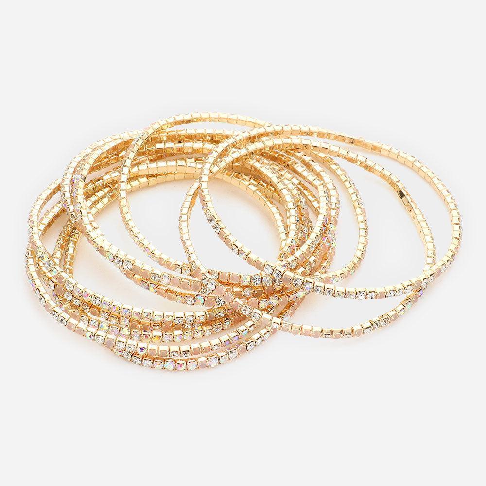 11PCS - Rhinestone Layered Stretch Bracelets - Jewelry Store by Erik Rayo