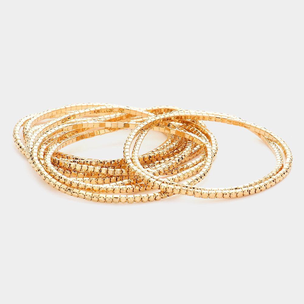 Gold 11PCS Metal Layered Stretch Bracelets - Jewelry Store by Erik Rayo