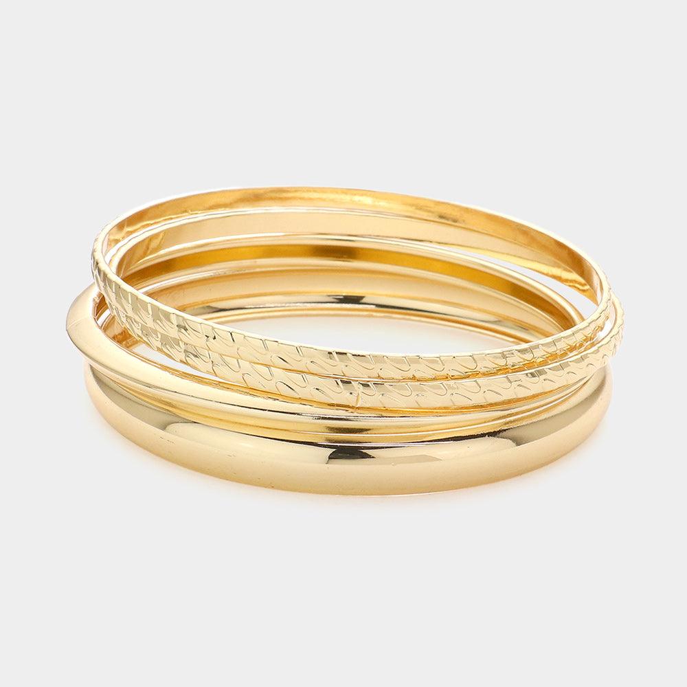 Gold 4PCS  Metal Bangle Bracelets