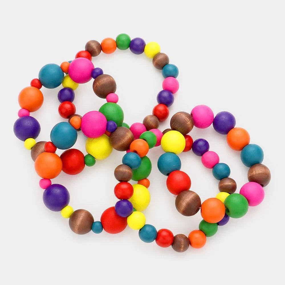 5PCS - Colorful Wood Stretch Bracelets - Jewelry Store by Erik Rayo