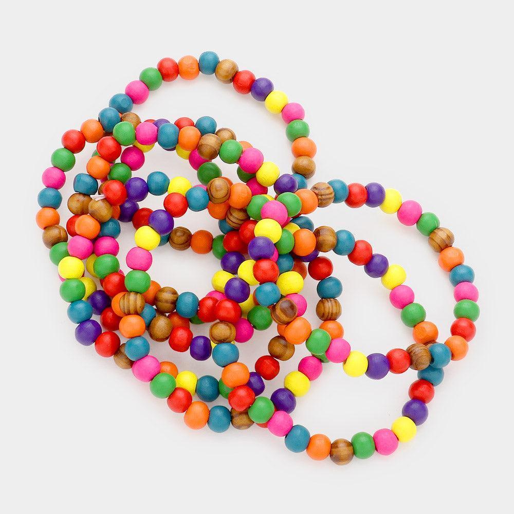 8PCS - Colorful Wood Stretch Bracelets - Jewelry Store by Erik Rayo