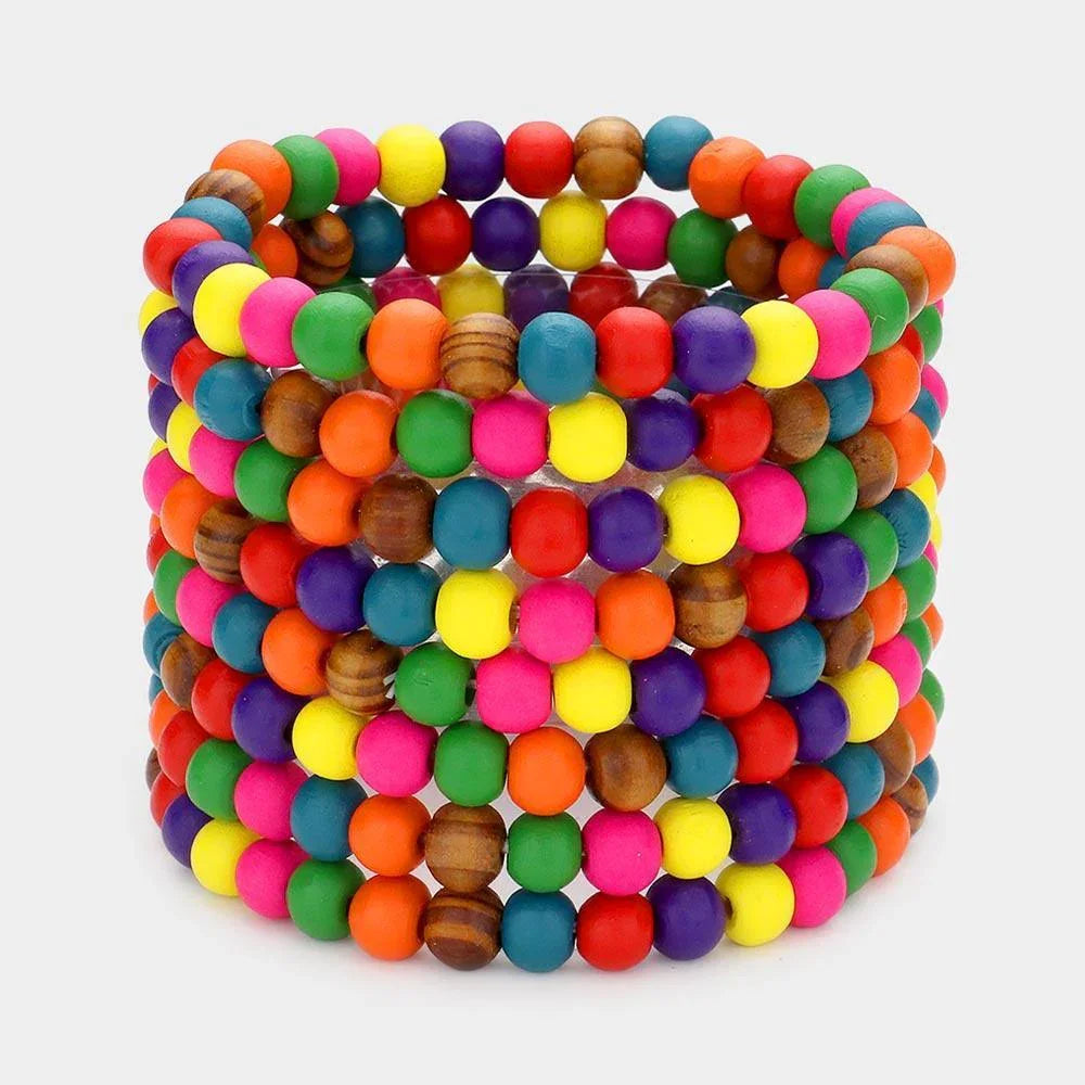 8PCS - Colorful Wood Stretch Bracelets - Jewelry Store by Erik Rayo