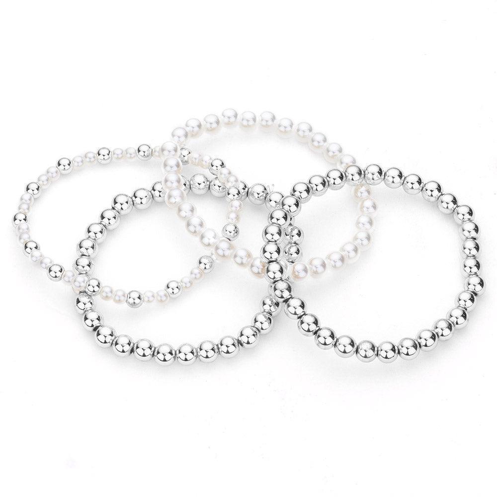 4PCS Pearl Metal Ball Stretch Bracelets - Jewelry Store by Erik Rayo