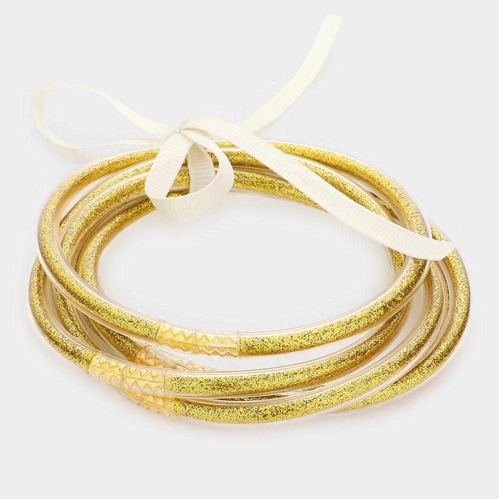 Gold 5PCS Jelly Tube Multi Layered Bracelets - Jewelry Store by Erik Rayo