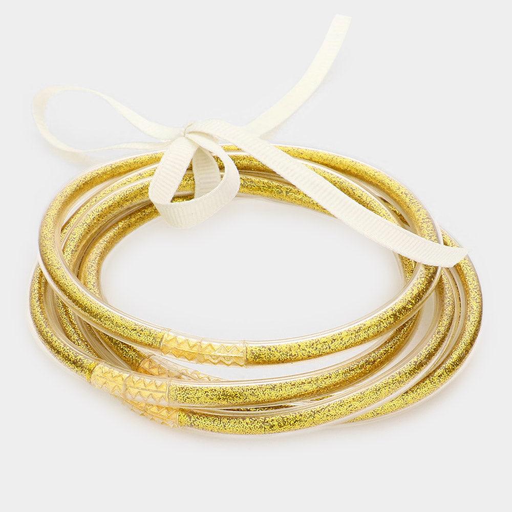 Gold 5PCS  Jelly Tube Multi Layered Bracelets