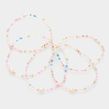 Load image into Gallery viewer, Gold 5PCS  Pearl Pointed Seed Beaded Stretch Multi Layered Bracelets
