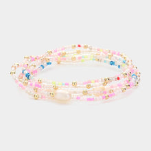 Load image into Gallery viewer, Gold 5PCS  Pearl Pointed Seed Beaded Stretch Multi Layered Bracelets
