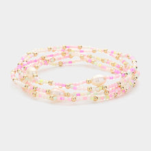 Load image into Gallery viewer, White 5PCS  Pearl Pointed Seed Beaded Stretch Multi Layered Bracelets
