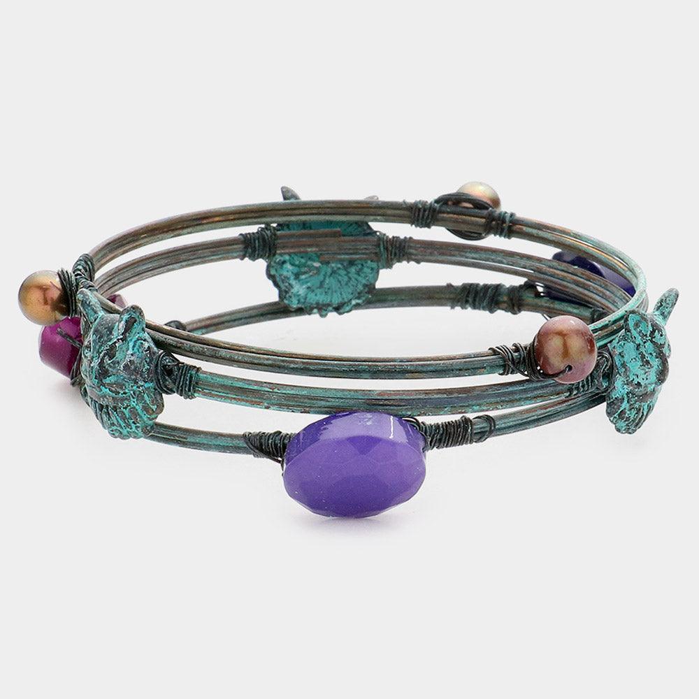 Purple 3PCS Vintage Owl Bracelets - Jewelry Store by Erik Rayo