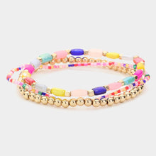 Load image into Gallery viewer, Gold 3PCS  Beads Multi Layered Stretch Bracelets
